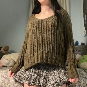 Forever 21 Forest Green Chunky Knit Sweater sz S